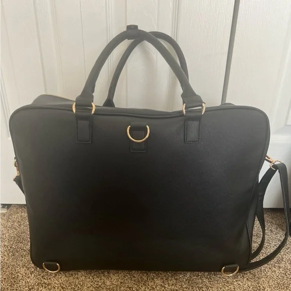 Taygeer 17” Black Laptop Work Bag, Quilted Leather, Waterproof - Picture 6 of 7